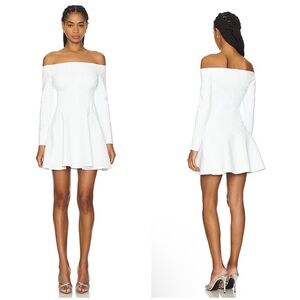 Norma Kamali Off Shoulder Grace Mini Dress in Snow White Size S